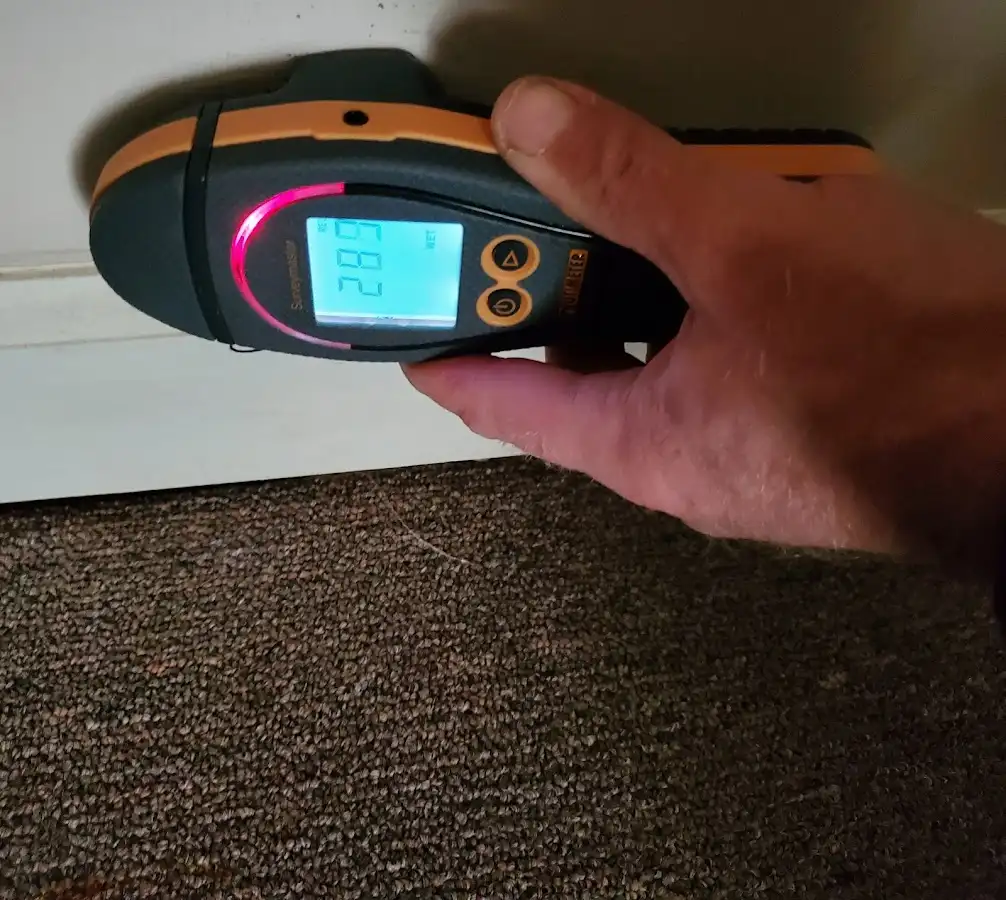 Moisture detection at baseboard during Sewage Cleanup & Sanitation in Jacksonville